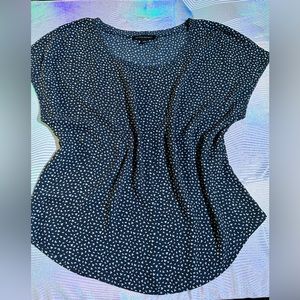 BANANA REPUBLIC blouse, navy/white print, size S